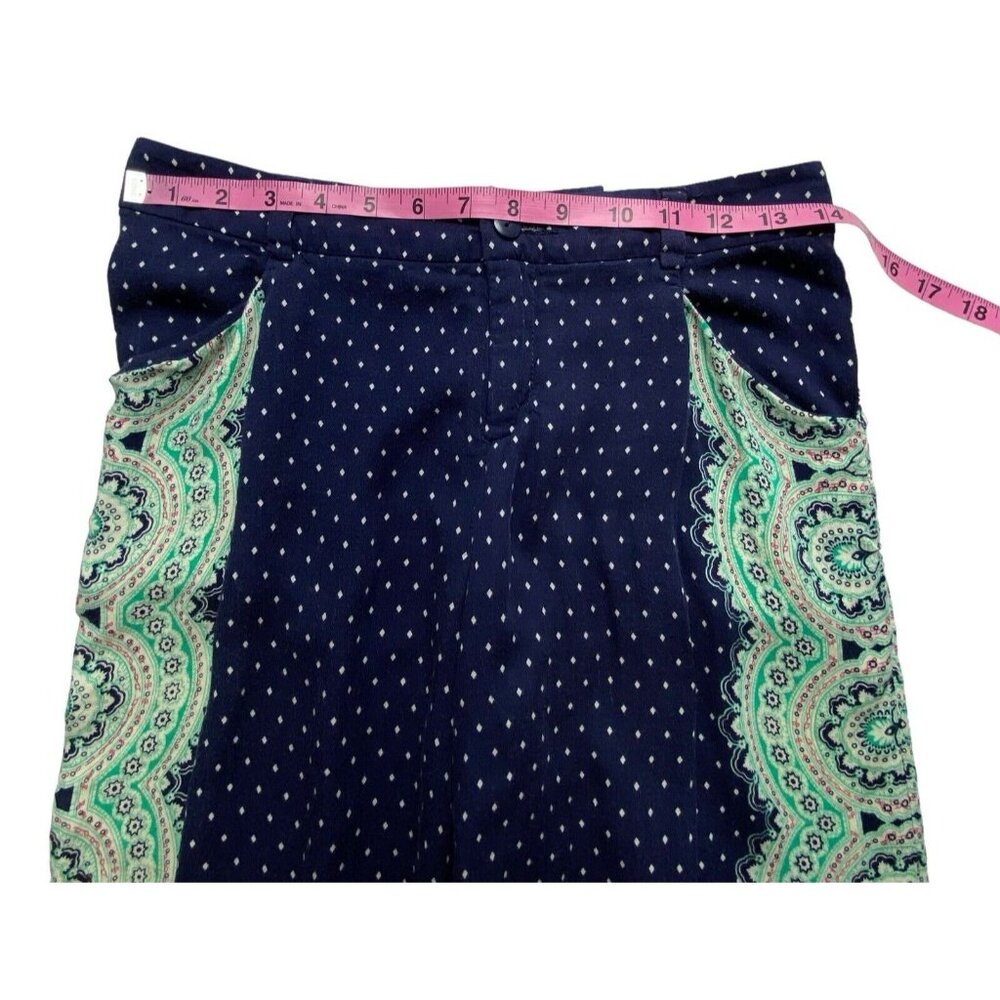 Anthropologie ELEVENSES Women Wide Leg Crop Pants Polka Dots Sz 0 Paisley 77-47 - Picture 5 of 12